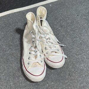 Converse White High-Top Sneakers with Red Accents
